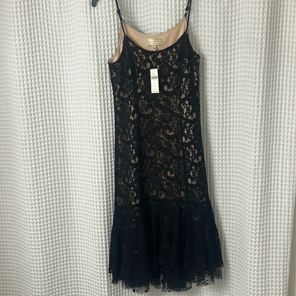Anthropologie Moulinette Soeurs Black Lace Midi Cami Cotrina Dress Size 0 NWT - Picture 2 of 13
